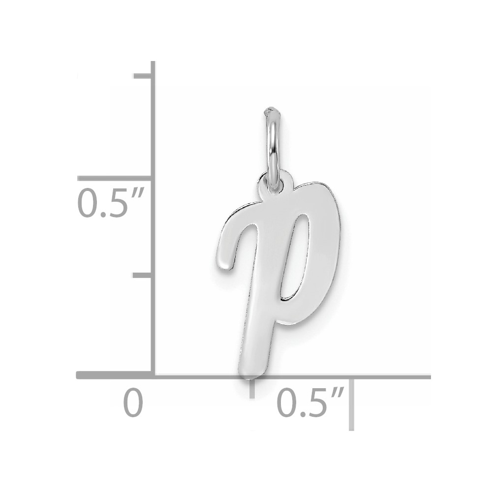 Sterling Silver Rhodium-plated Script Letter P Initial Charm (QC5080P)