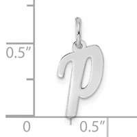 Sterling Silver Rhodium-plated Script Letter P Initial Charm view 4