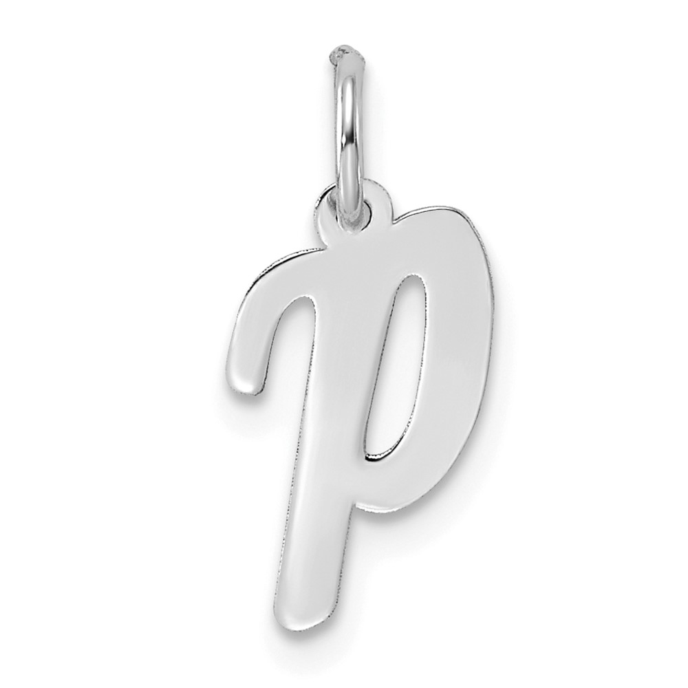 Sterling Silver Rhodium-plated Script Letter P Initial Charm (QC5080P)