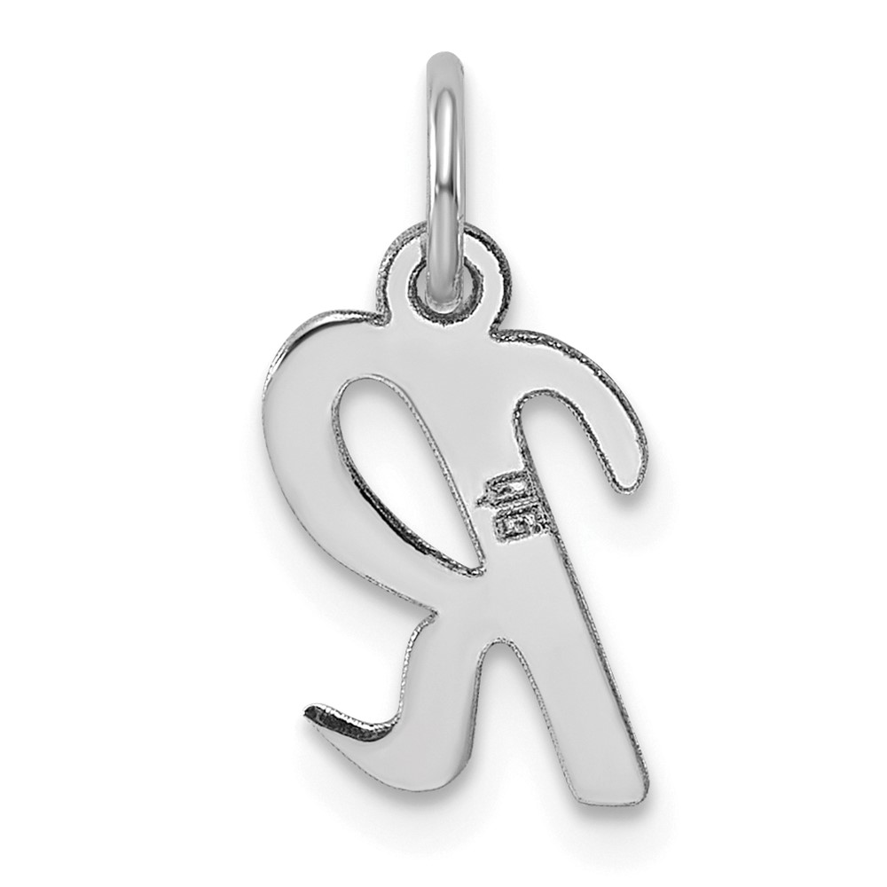 Sterling Silver Rhodium-plated Script Letter R Initial Charm (QC5080R)
