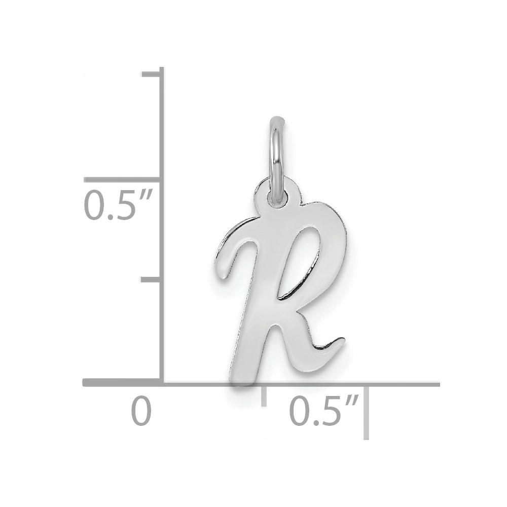 Sterling Silver Rhodium-plated Script Letter R Initial Charm (QC5080R)