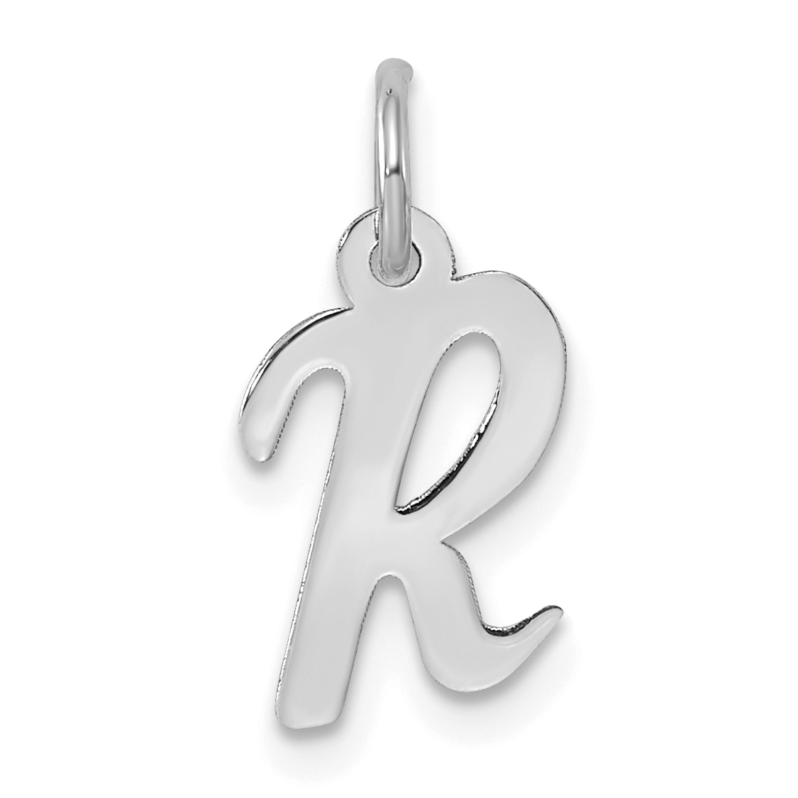 Sterling Silver Rhodium-plated Script Letter R Initial Charm (QC5080R)