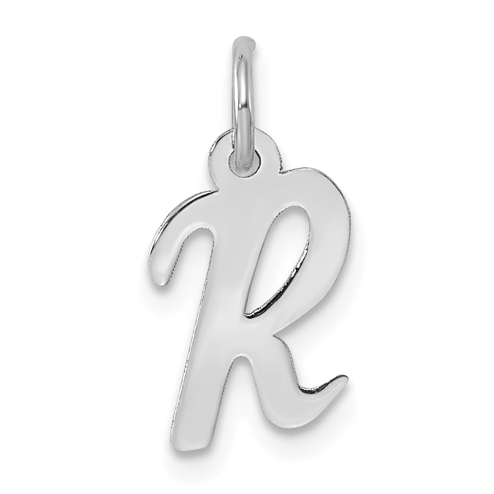 Sterling Silver Rhodium-plated Script Letter R Initial Charm (QC5080R)