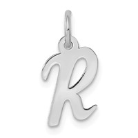 Sterling Silver Rhodium-plated Script Letter R Initial Charm view 1
