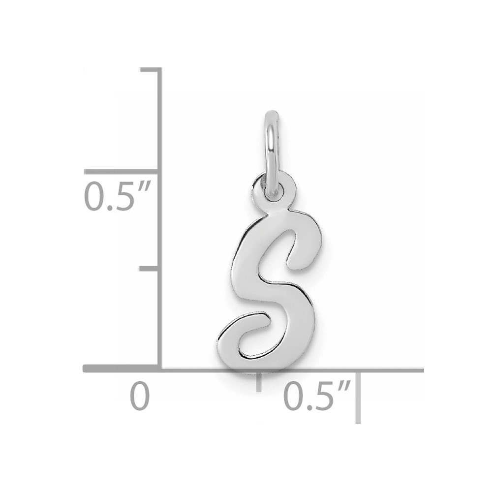 Sterling Silver Rhodium-plated Script Letter S Initial Charm (QC5080S)