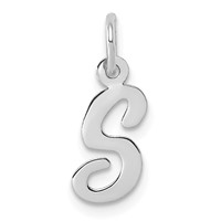 Sterling Silver Rhodium-plated Script Letter S Initial Charm view 1