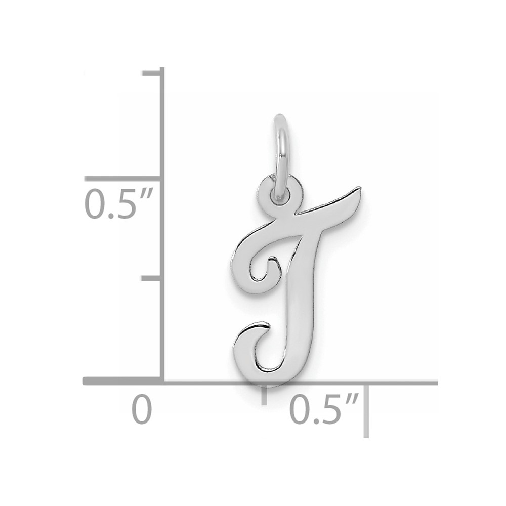 Sterling Silver Rhodium-plated Script Letter T Initial Charm (QC5080T)