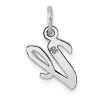 Sterling Silver Rhodium-plated Script Letter V Initial Charm view 4
