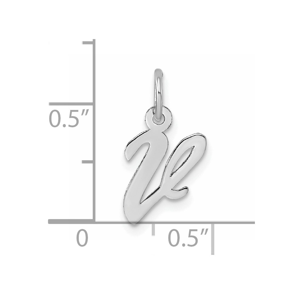 Sterling Silver Rhodium-plated Script Letter V Initial Charm (QC5080V)
