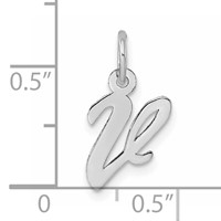 Sterling Silver Rhodium-plated Script Letter V Initial Charm view 3