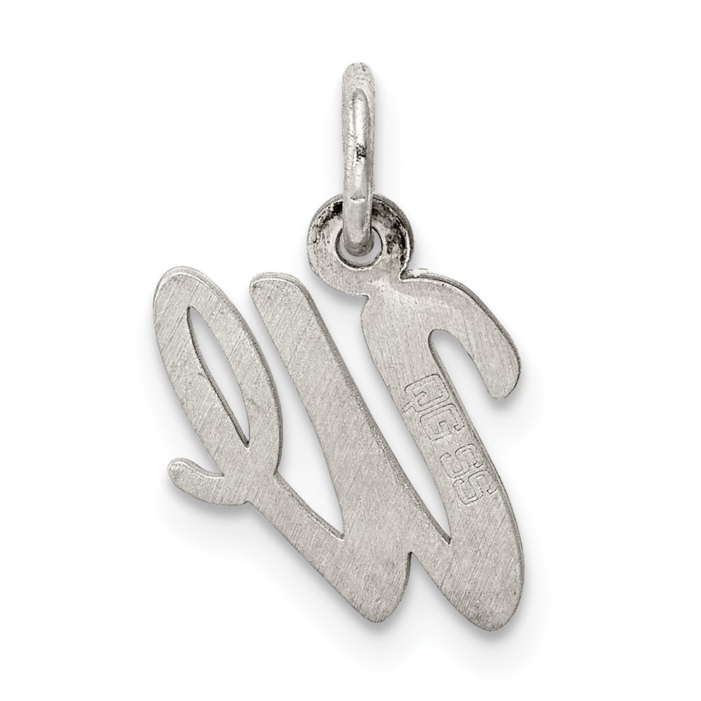 Sterling Silver Rhodium-plated Script Letter W Initial Charm (QC5080W)