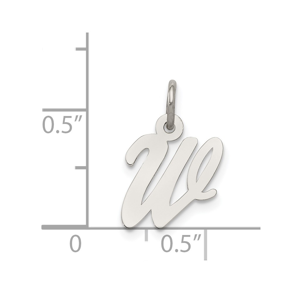 Sterling Silver Rhodium-plated Script Letter W Initial Charm (QC5080W)