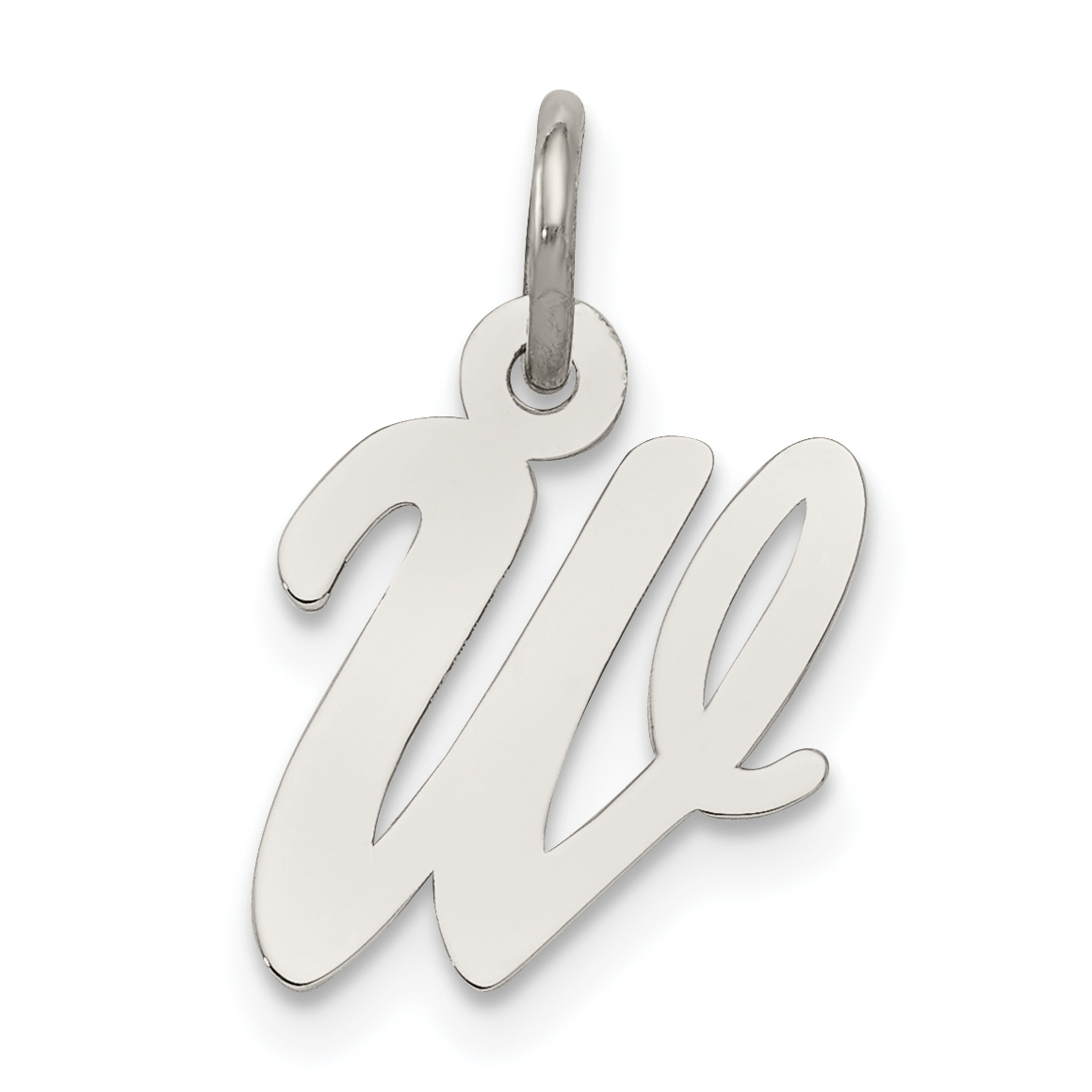 Sterling Silver Rhodium-plated Script Letter W Initial Charm (QC5080W)