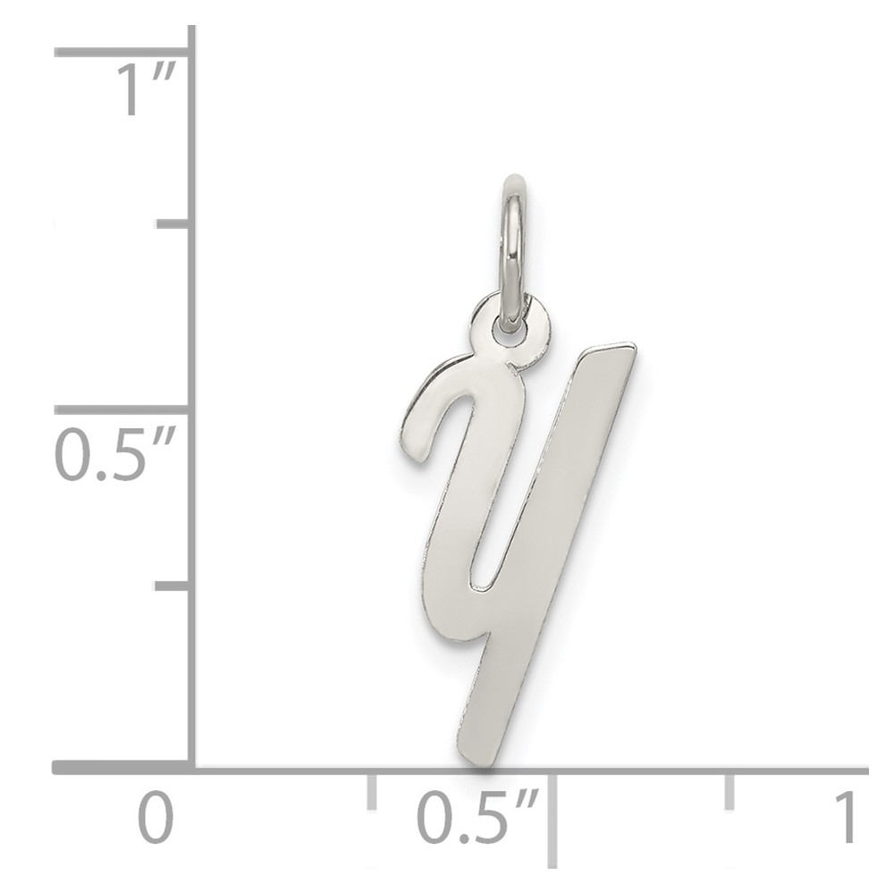 Sterling Silver Rhodium-plated Small Script Letter Y Initial Charm (QC5080Y)
