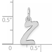 Sterling Silver Rhodium-plated Script Letter Z Initial Charm view 4