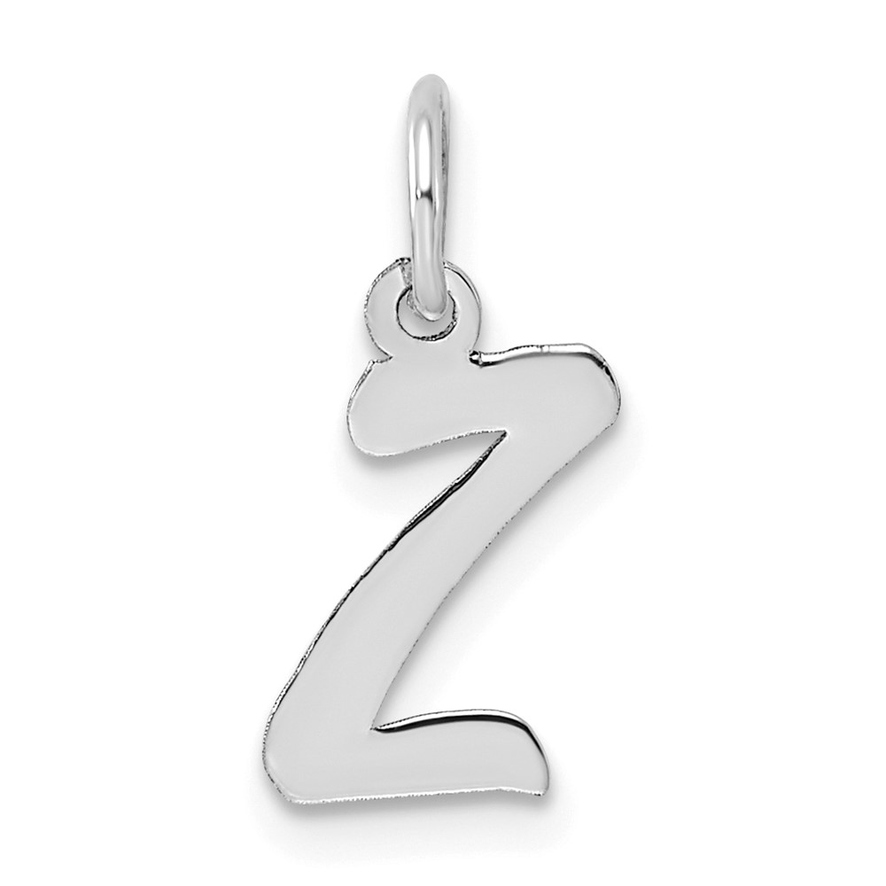 Sterling Silver Rhodium-plated Script Letter Z Initial Charm