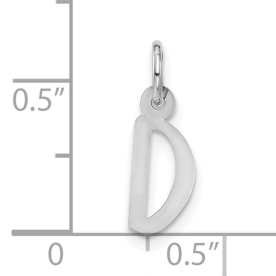 Sterling Silver Polished Small Slanted Block Initial D Charm