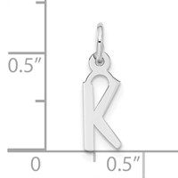 Sterling Silver Small Slanted Block Initial K Charm view 3