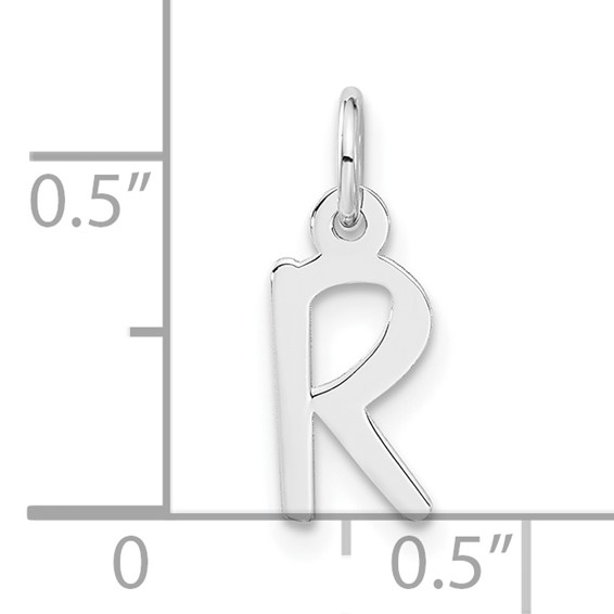 Sterling Silver Small Slanted Block Initial R Charm