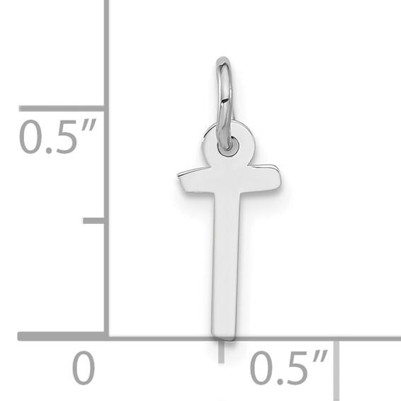 Sterling Silver Polished Small Slanted Block Initial T Charm