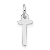 Sterling Silver Polished Small Slanted Block Initial T Charm view 1