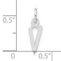 Sterling Silver Small Slanted Block Initial V Charm view 3