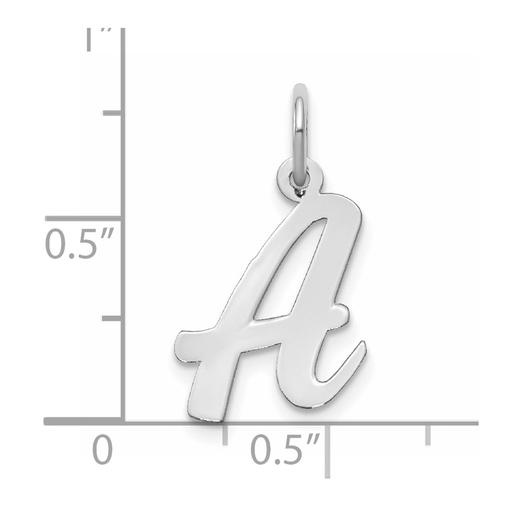 Sterling Silver Rhodium-plated Script Letter A Initial Charm (QC5082A)