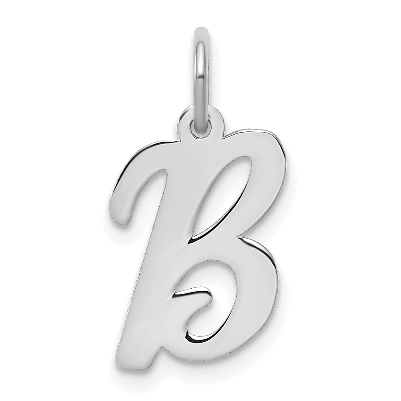 Sterling Silver Rhodium-plated Script Letter B Initial Charm (QC5082B)
