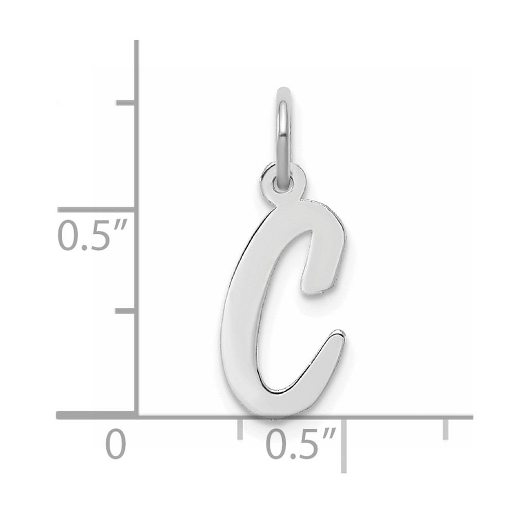 Sterling Silver Rhodium-plated Script Letter C Initial Charm (QC5082C)