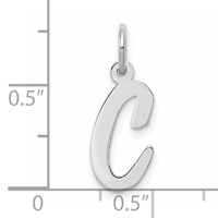 Sterling Silver Rhodium-plated Script Letter C Initial Charm view 4