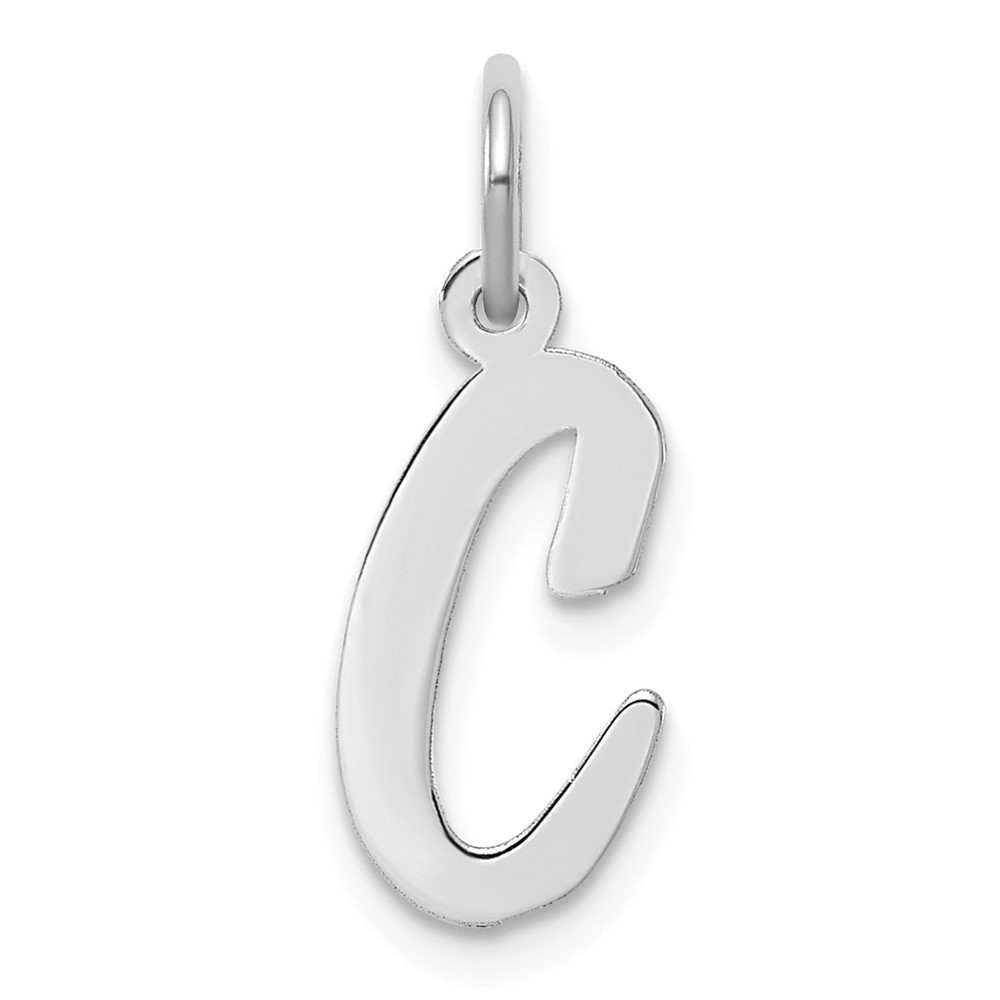 Sterling Silver Rhodium-plated Script Letter C Initial Charm