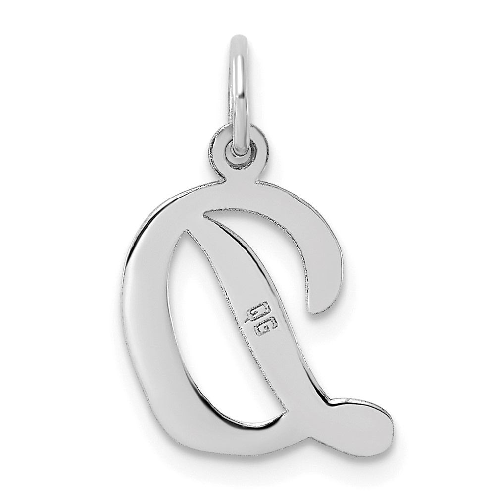 Sterling Silver Rhodium-plated Script Letter D Initial Charm (QC5082D)