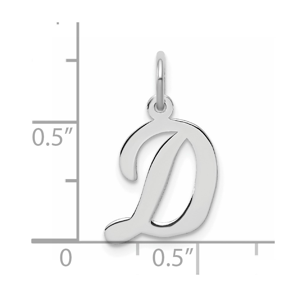 Sterling Silver Rhodium-plated Script Letter D Initial Charm (QC5082D)