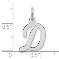 Sterling Silver Rhodium-plated Script Letter D Initial Charm view 4