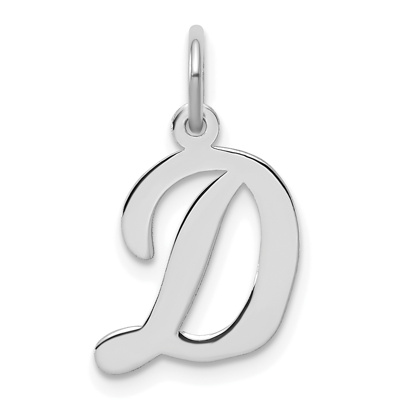 Sterling Silver Rhodium-plated Script Letter D Initial Charm (QC5082D)