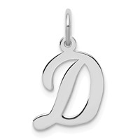 Sterling Silver Rhodium-plated Script Letter D Initial Charm view 1