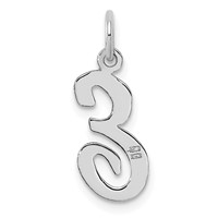 Sterling Silver Rhodium-plated Script Letter E Initial Charm view 3