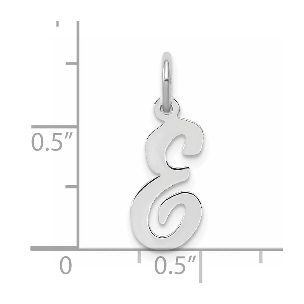Sterling Silver Rhodium-plated Script Letter E Initial Charm (QC5082E)