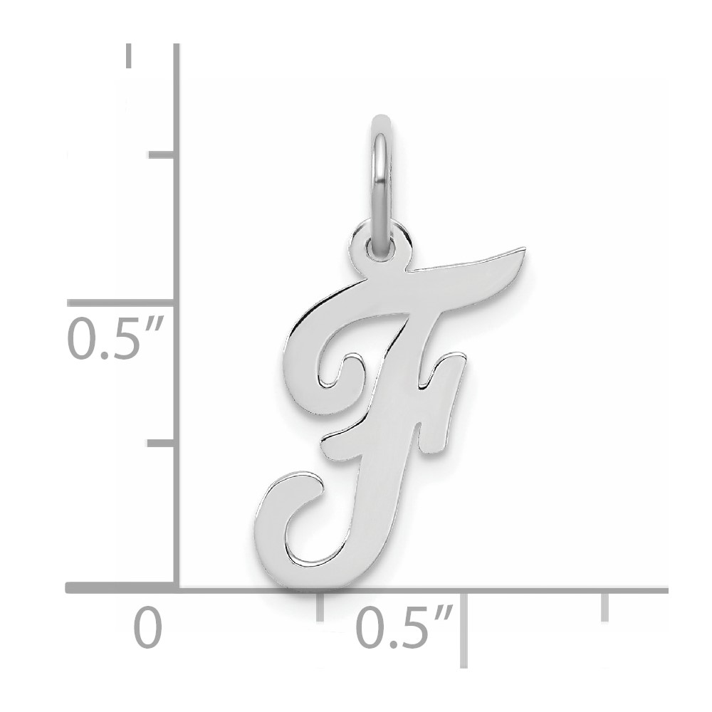 Sterling Silver Rhodium-plated Script Letter F Initial Charm (QC5082F)