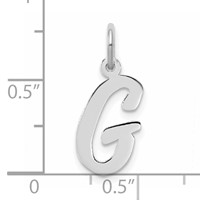 Sterling Silver Rhodium-plated Script Letter G Initial Charm view 3