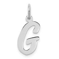Sterling Silver Rhodium-plated Script Letter G Initial Charm view 1