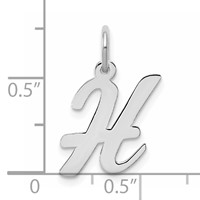 Sterling Silver Rhodium-plated Script Letter H Initial Charm view 4