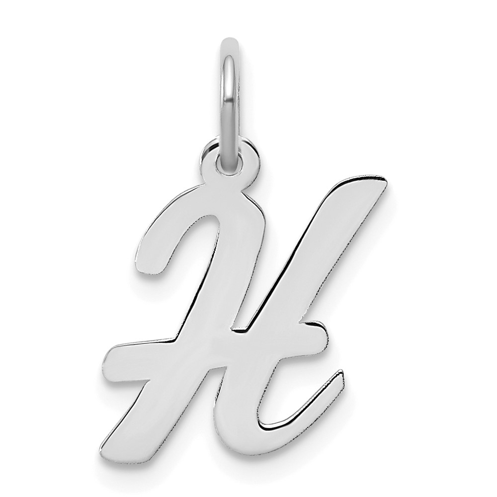 Sterling Silver Rhodium-plated Script Letter H Initial Charm