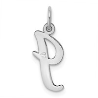 Sterling Silver Rhodium-plated Script Letter I Initial Charm view 4