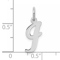 Sterling Silver Rhodium-plated Script Letter I Initial Charm view 3