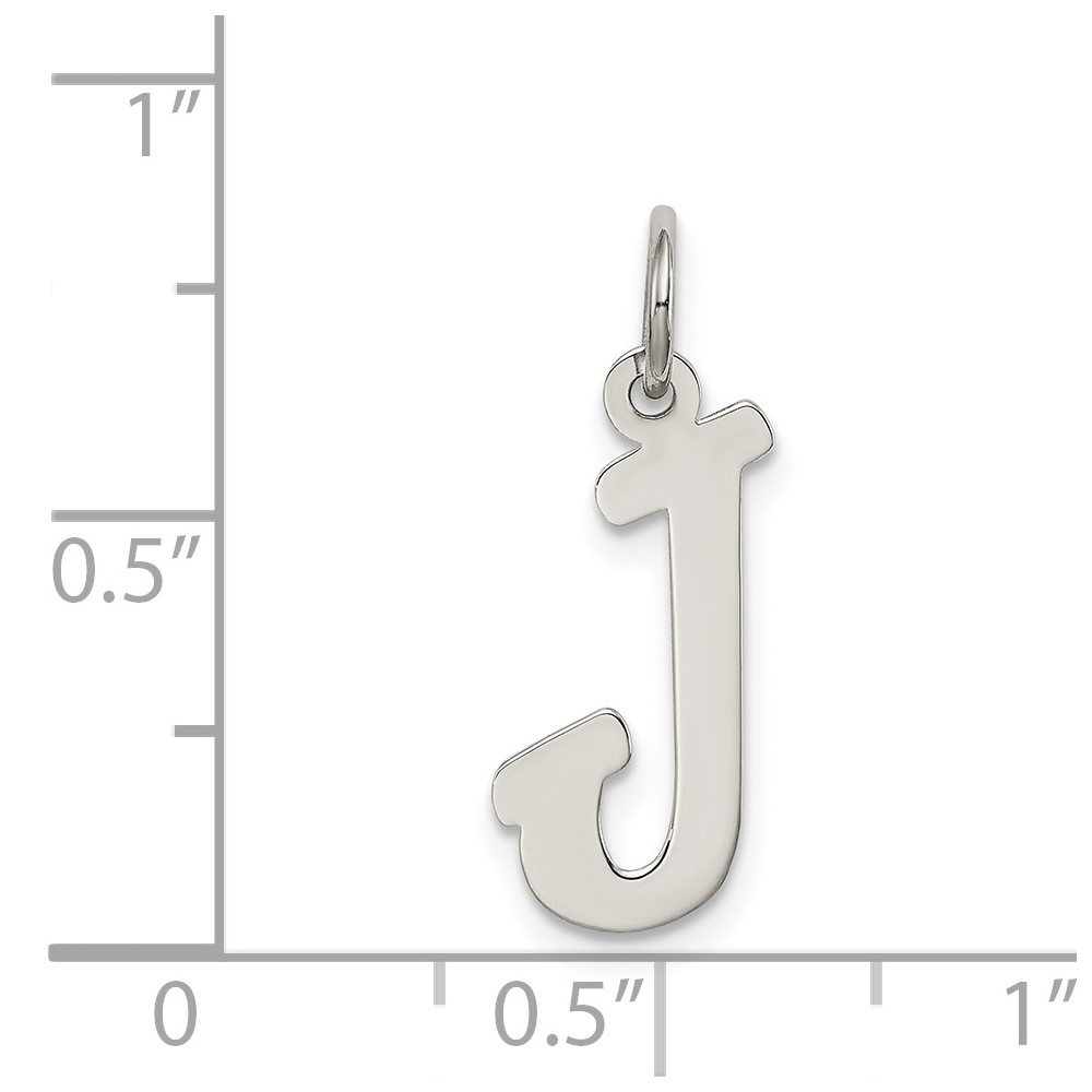 Sterling Silver Rhodium-plated Script Letter J Initial Charm (QC5082J)