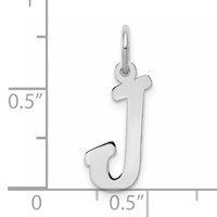 Sterling Silver Rhodium-plated Script Letter J Initial Charm view 4