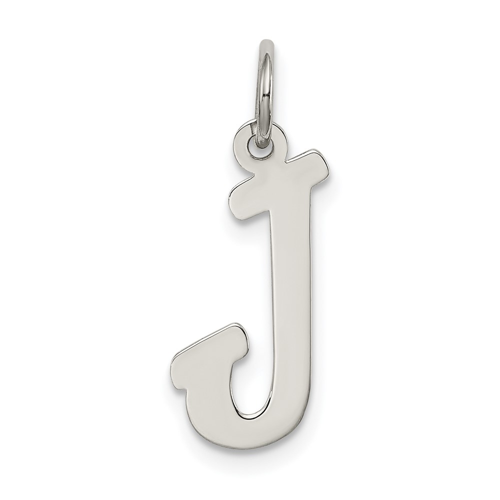 Sterling Silver Rhodium-plated Script Letter J Initial Charm (QC5082J)