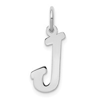Sterling Silver Rhodium-plated Script Letter J Initial Charm view 1
