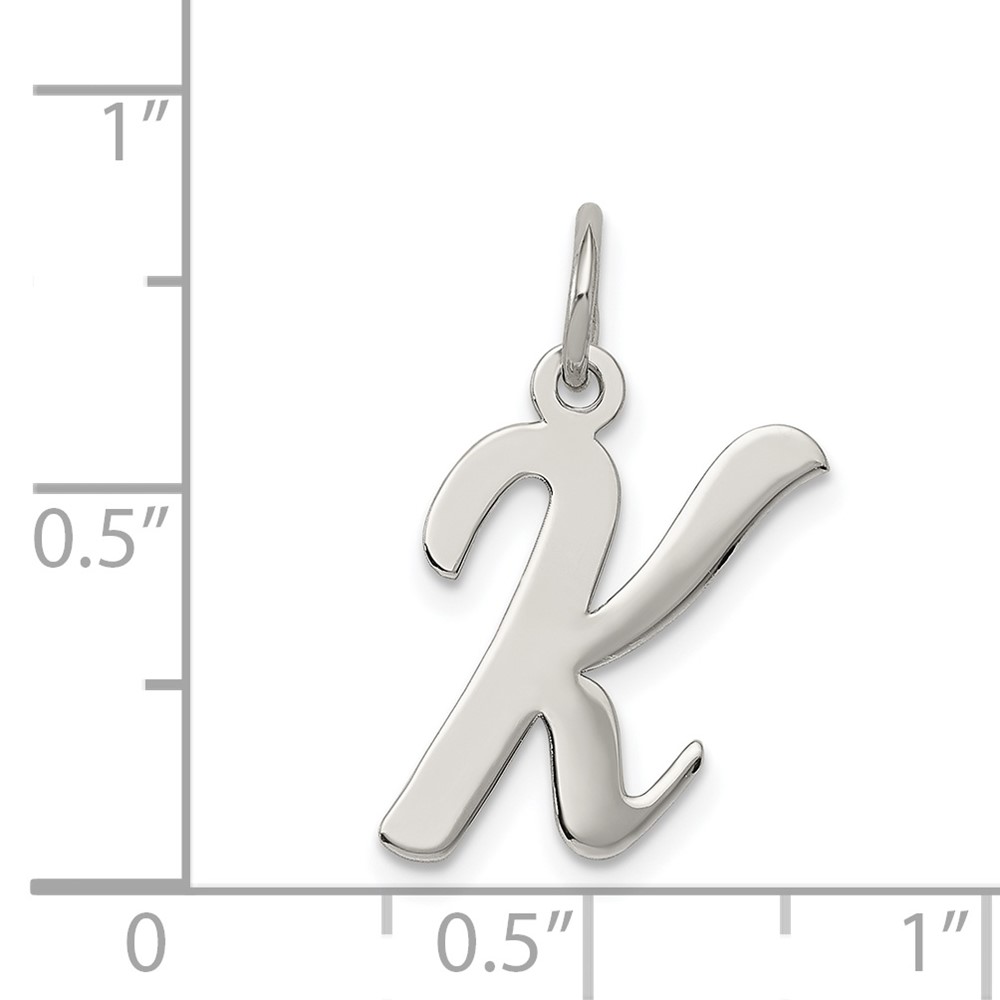 Sterling Silver Rhodium-plated Script Letter K Initial Charm (QC5082K)